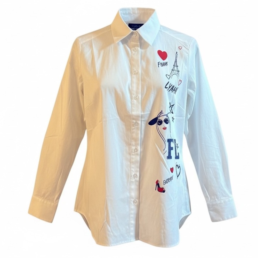 FRANK LYMAN MONTREAL Paris Graphic Button Up Shirt Style 224562U Eiffel Tower M